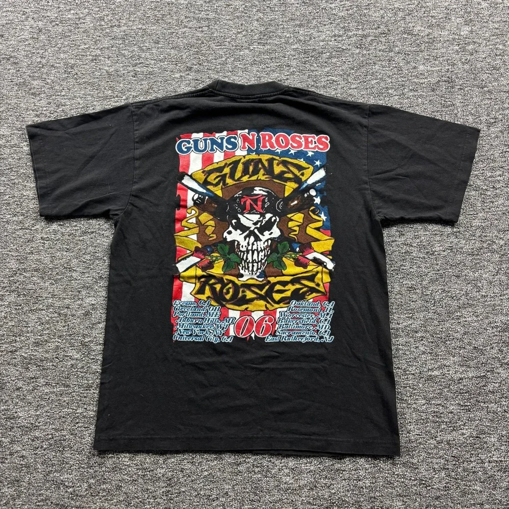 Vintage 2006 Guns N Roses Rock Band Chinese Democracy Black Tour T-Shirt Large